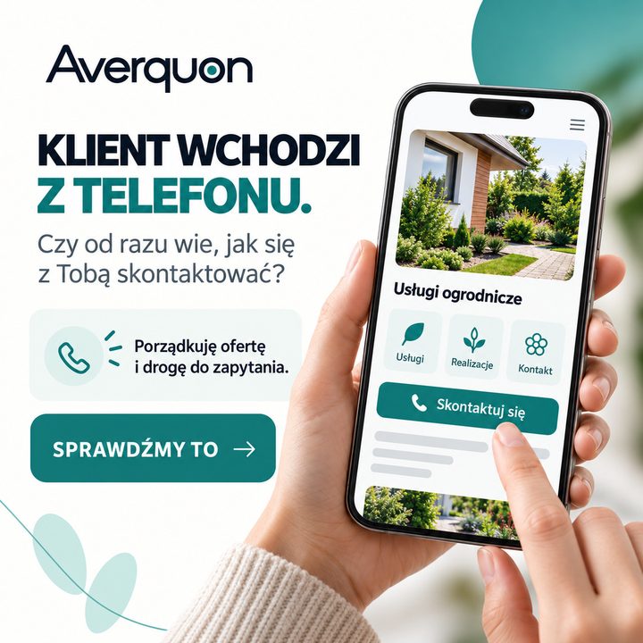 Ta sama reklama w formacie 1:1: „Klient wchodzi z telefonu. Czy od razu wie, jak się z Tobą skontaktować?”